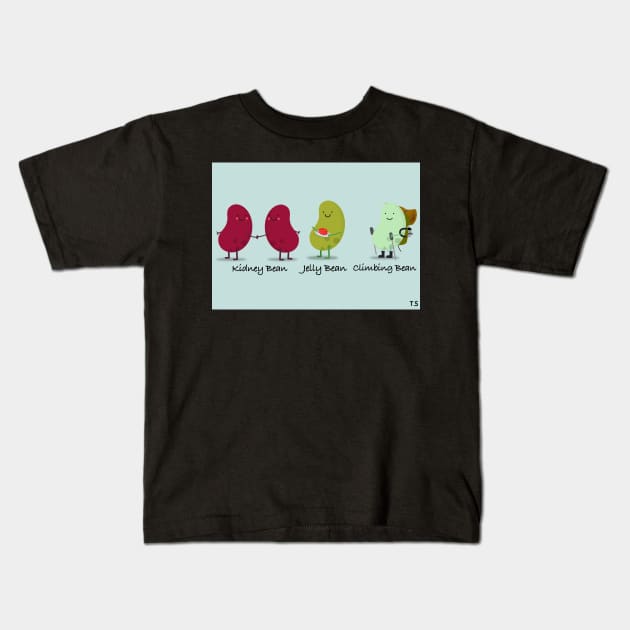 Bean Characters kidney, jelly and climbing  bean Kids T-Shirt by MangoStudio